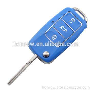 VW 3 button waterproof remote blank key with blue color